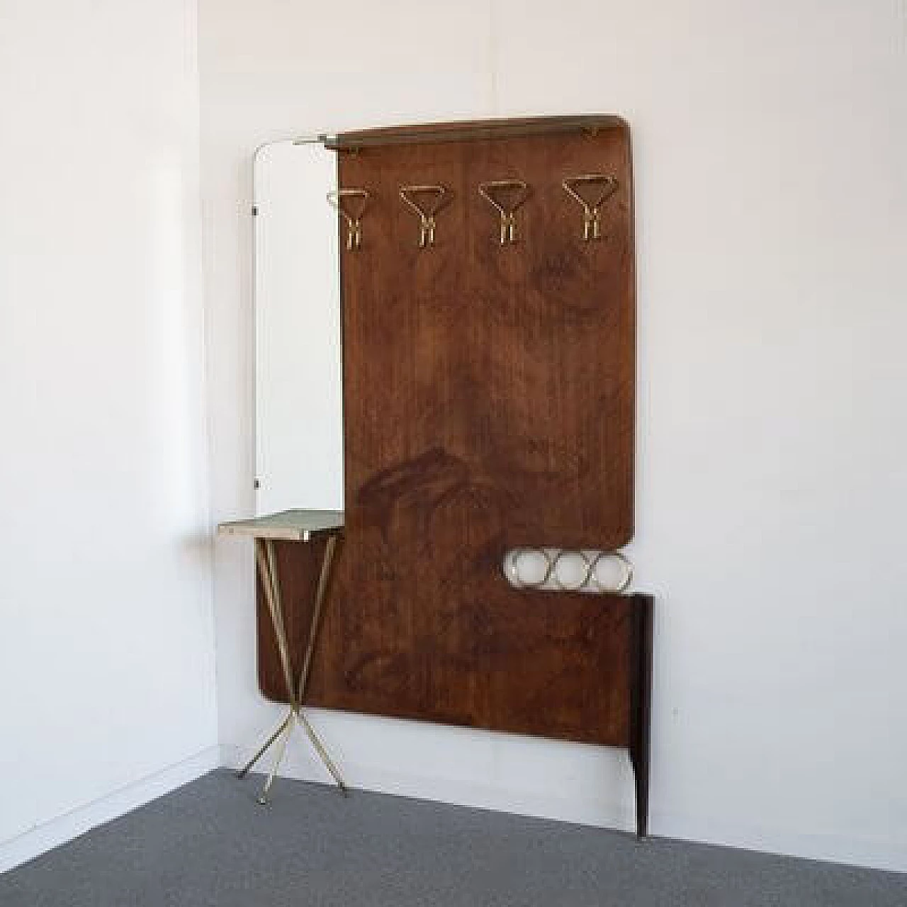 Brass and briarwood coat rack in the style of Gio Ponti, 1950s 8