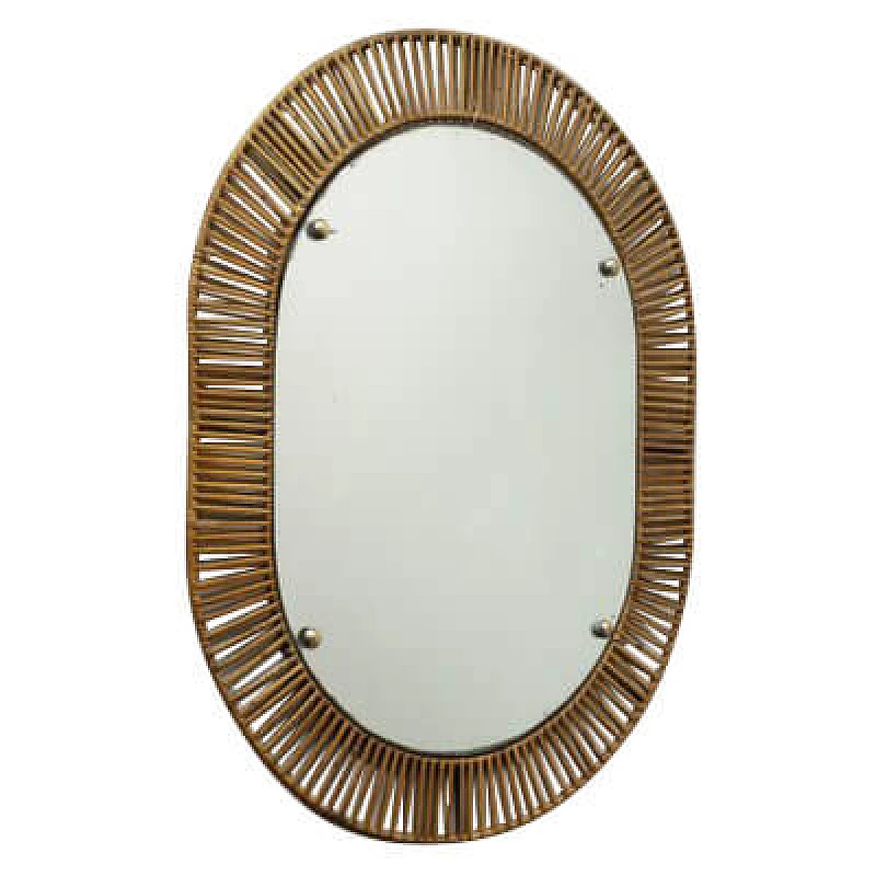 Mirror with rattan frame, 1950s 9