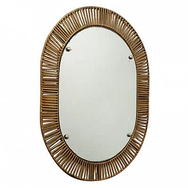 Mirror with rattan frame, 1950s
