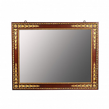 Cornice neoclassica in mogano intagliato con specchio, fine '700