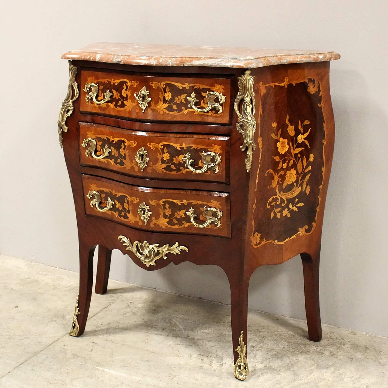 Cassettone Napoleone III intarsiato, tardo '800 2