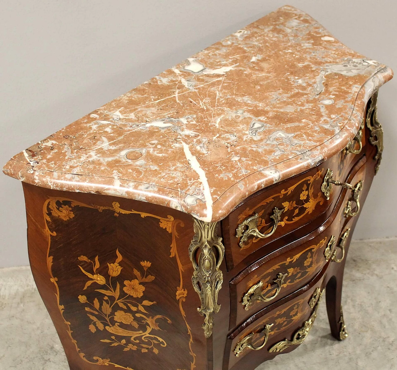 Cassettone Napoleone III intarsiato, tardo '800 3