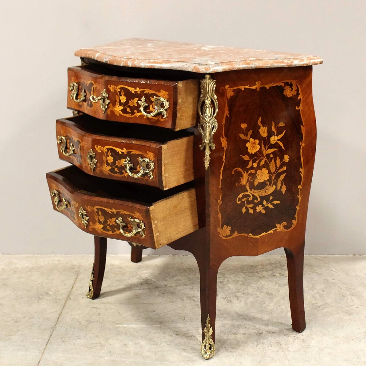 Cassettone Napoleone III intarsiato, tardo '800 4