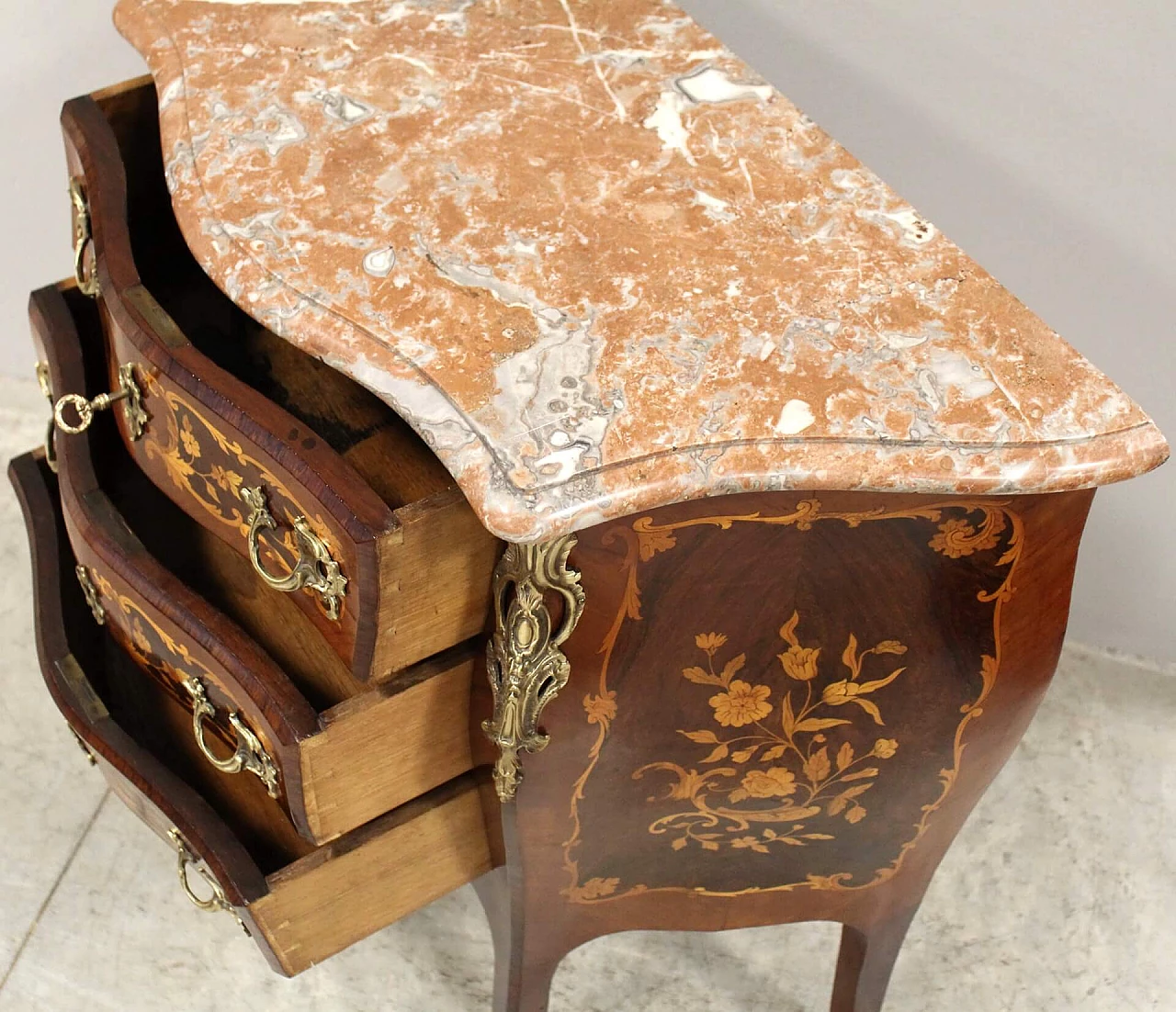 Cassettone Napoleone III intarsiato, tardo '800 6