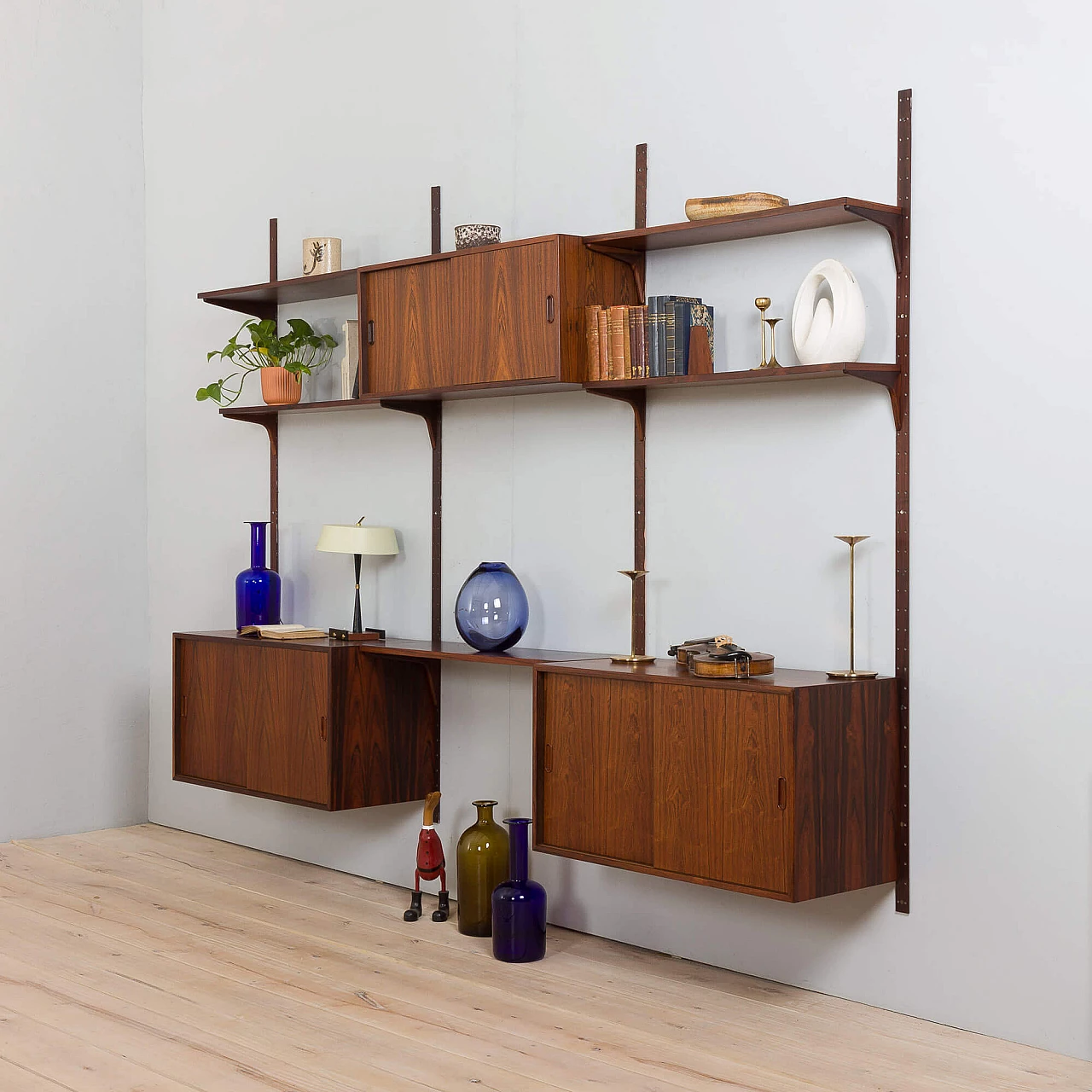 Danish three-bay wall cabinet with rosewood desk by Hansen&Guldborg, 1960s 3