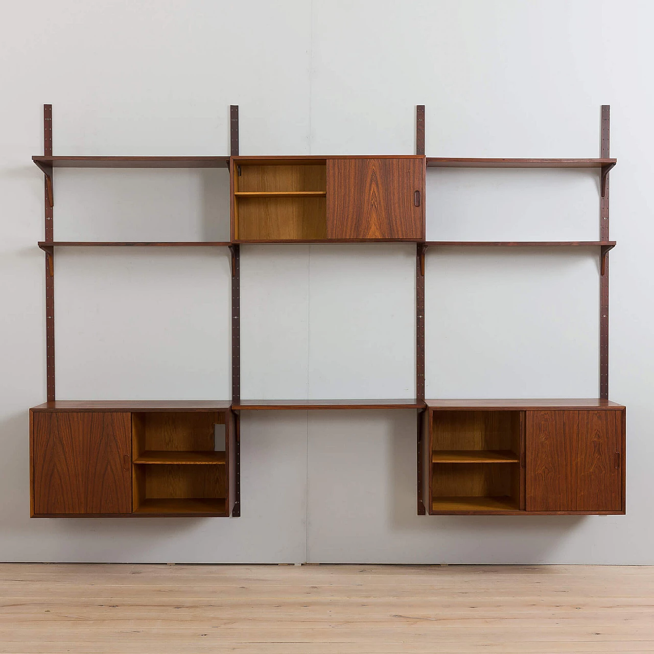 Danish three-bay wall cabinet with rosewood desk by Hansen&Guldborg, 1960s 5
