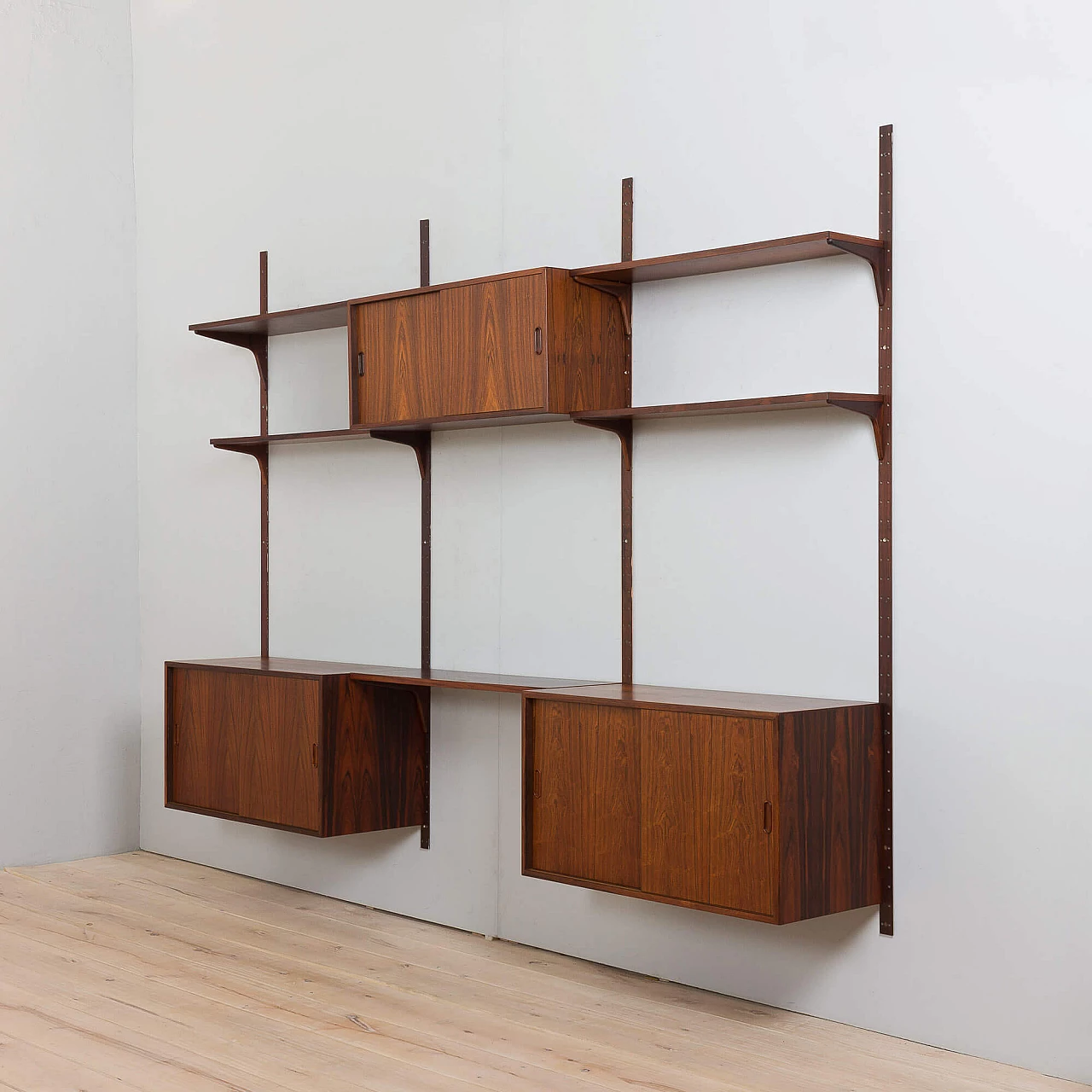 Danish three-bay wall cabinet with rosewood desk by Hansen&Guldborg, 1960s 7