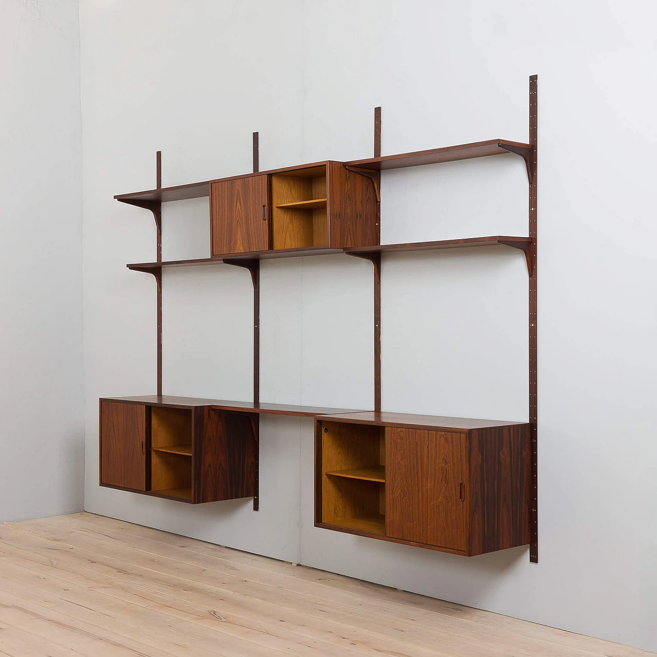 Danish three-bay wall cabinet with rosewood desk by Hansen&Guldborg, 1960s 8