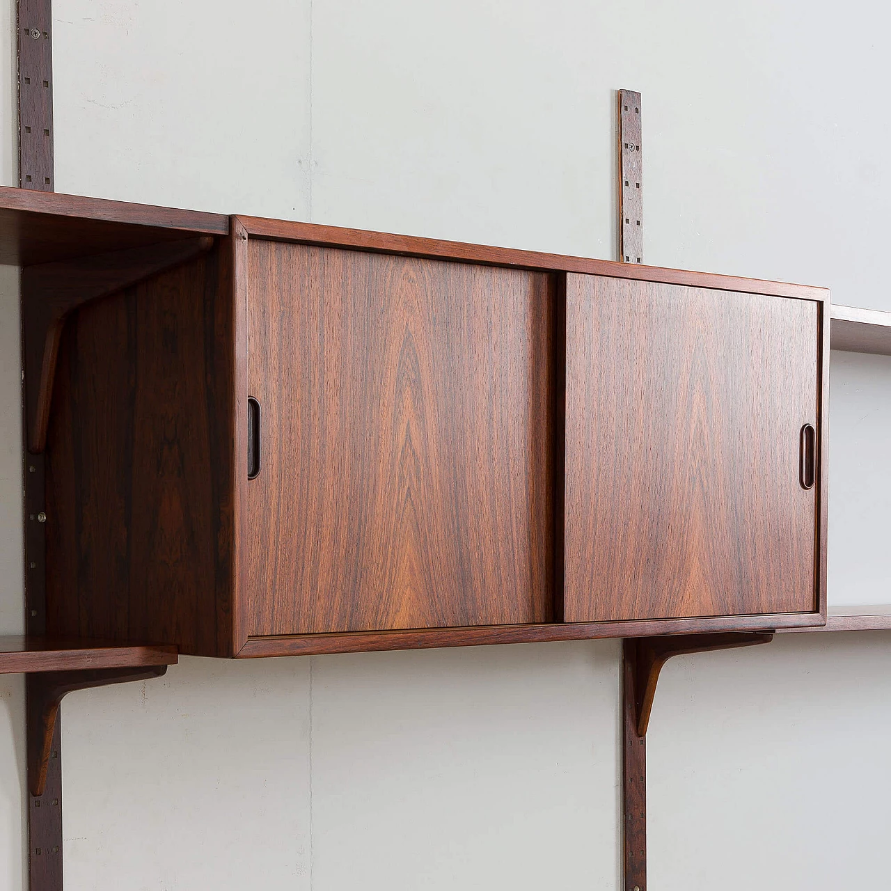 Danish three-bay wall cabinet with rosewood desk by Hansen&Guldborg, 1960s 12