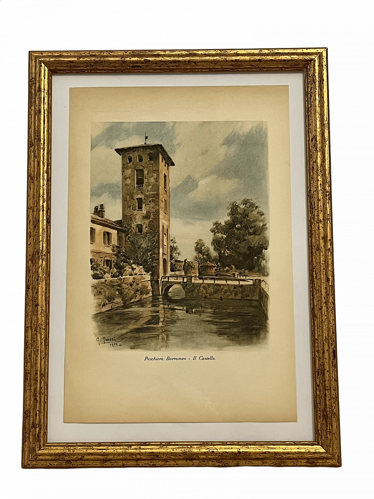 Colour print Castello Borromeo di Peschiera by Grossi, 1930s 5