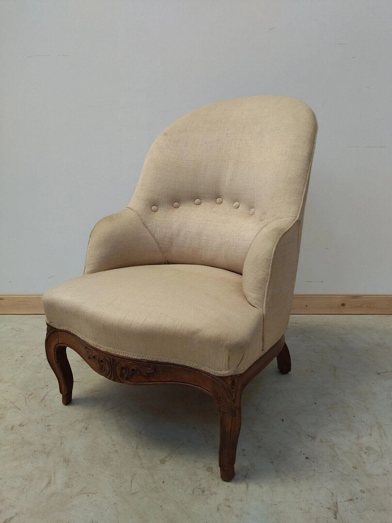 Louis Philippe armchair in solid walnut, mid-19th century 9