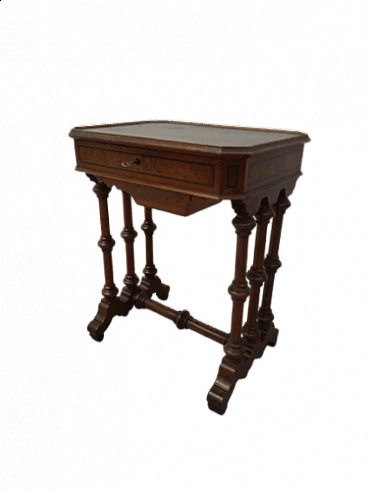 Walnut and briar work table, late 19th century