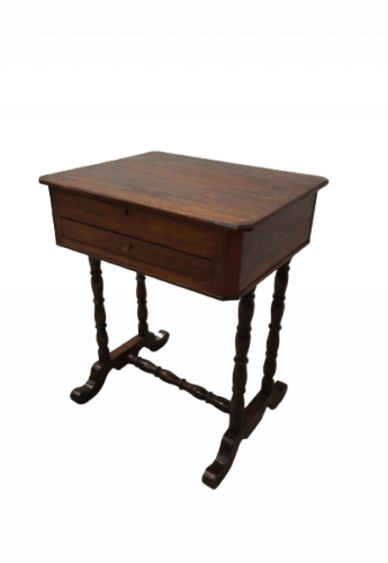 Walnut work table with drawer and opening top, late 19th century 1