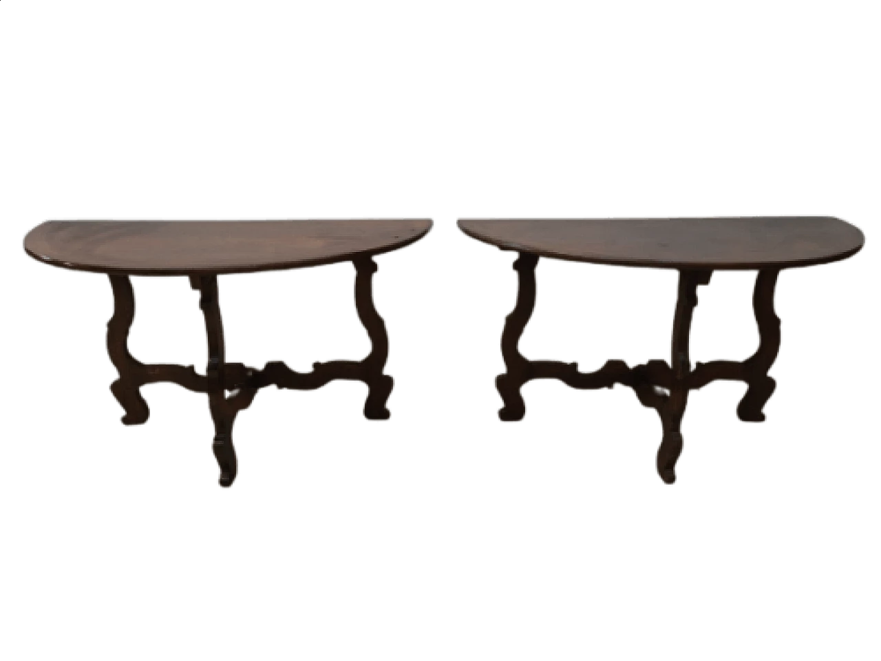 Pair of walnut fretted consoles, late 19th century 1