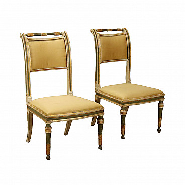 Coppia di sedie Impero in legno laccato e dorato, '800