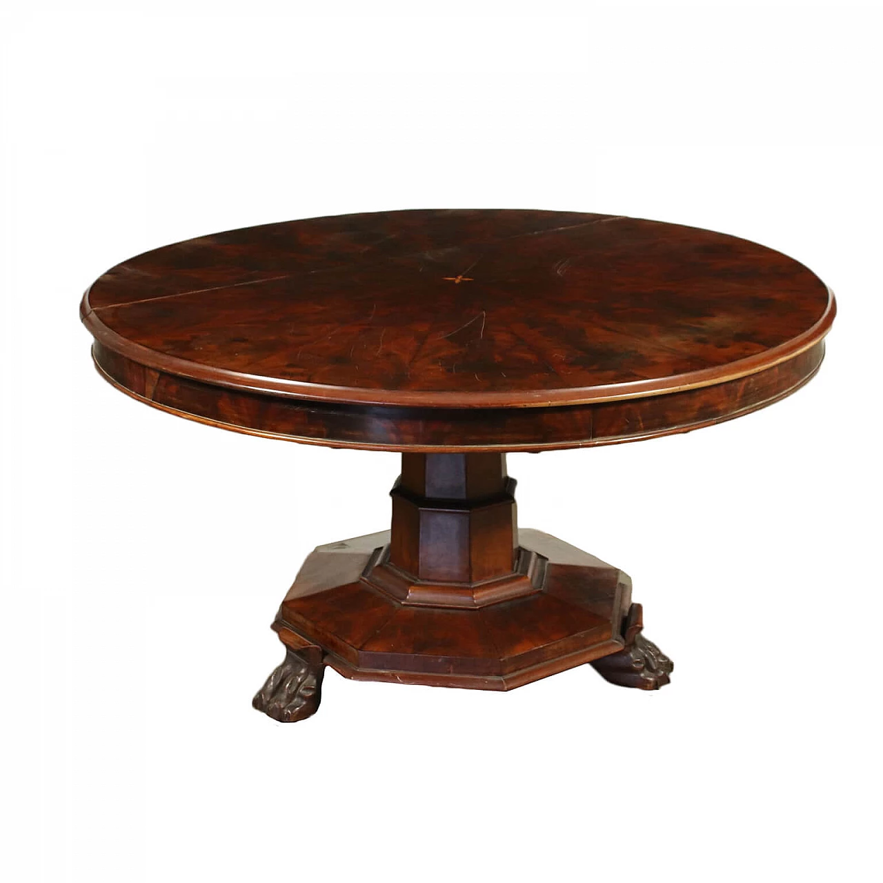Round table in mahogany feather, 10's 1