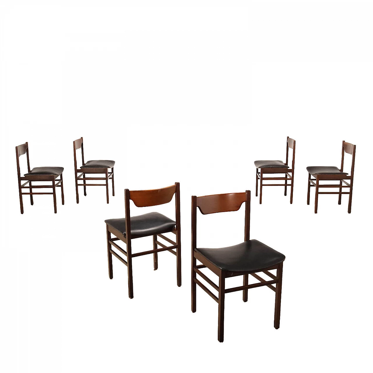 6 Stained beech chairs, 1960s 1