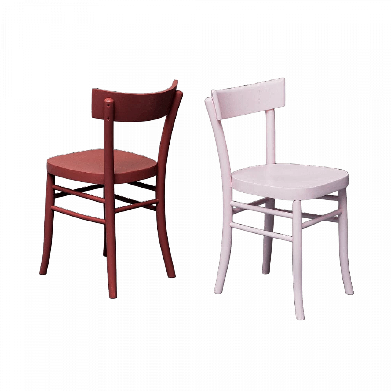 Pair of coloured wooden chairs, 1950s 10