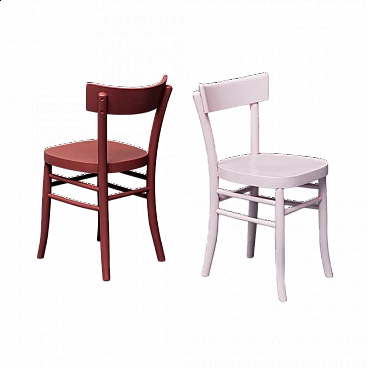 Coppia di sedie in legno colorato, anni '50