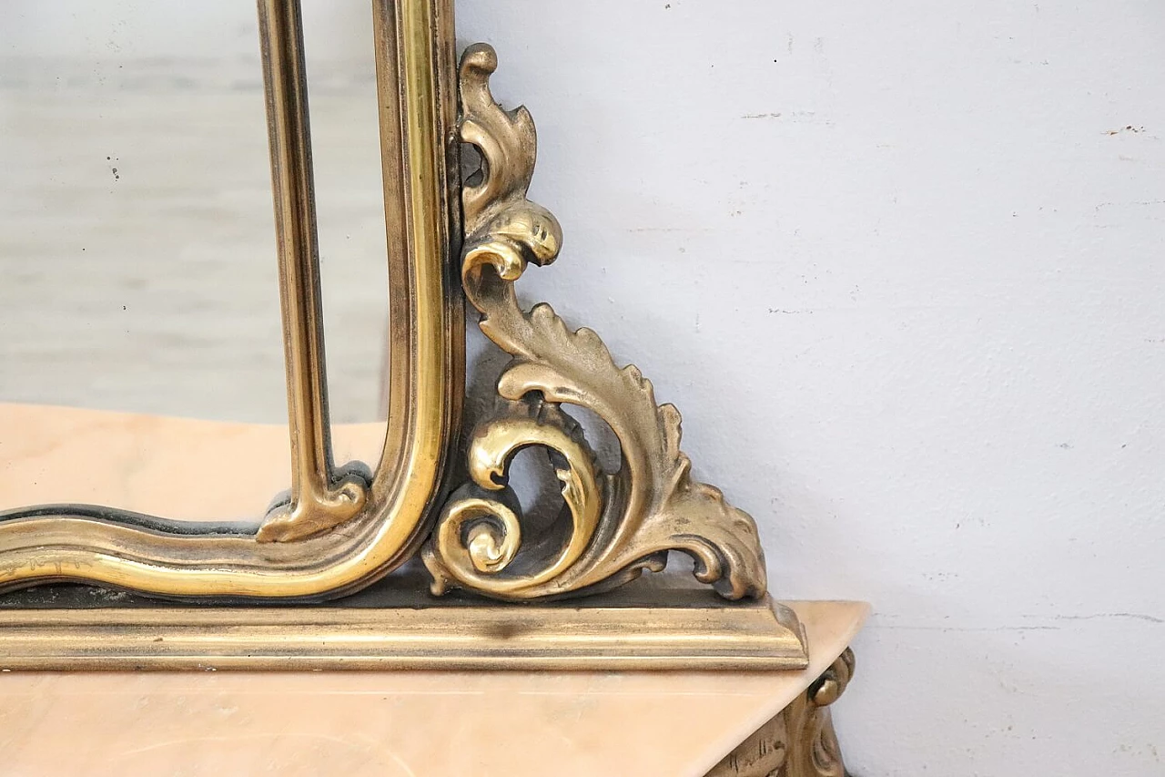 Baroque-style console table in carved and gilded wood, 20th century 4