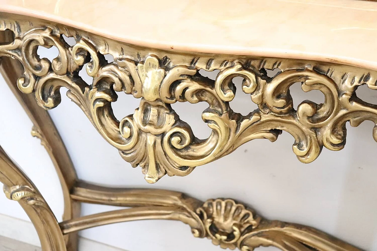 Baroque-style console table in carved and gilded wood, 20th century 6