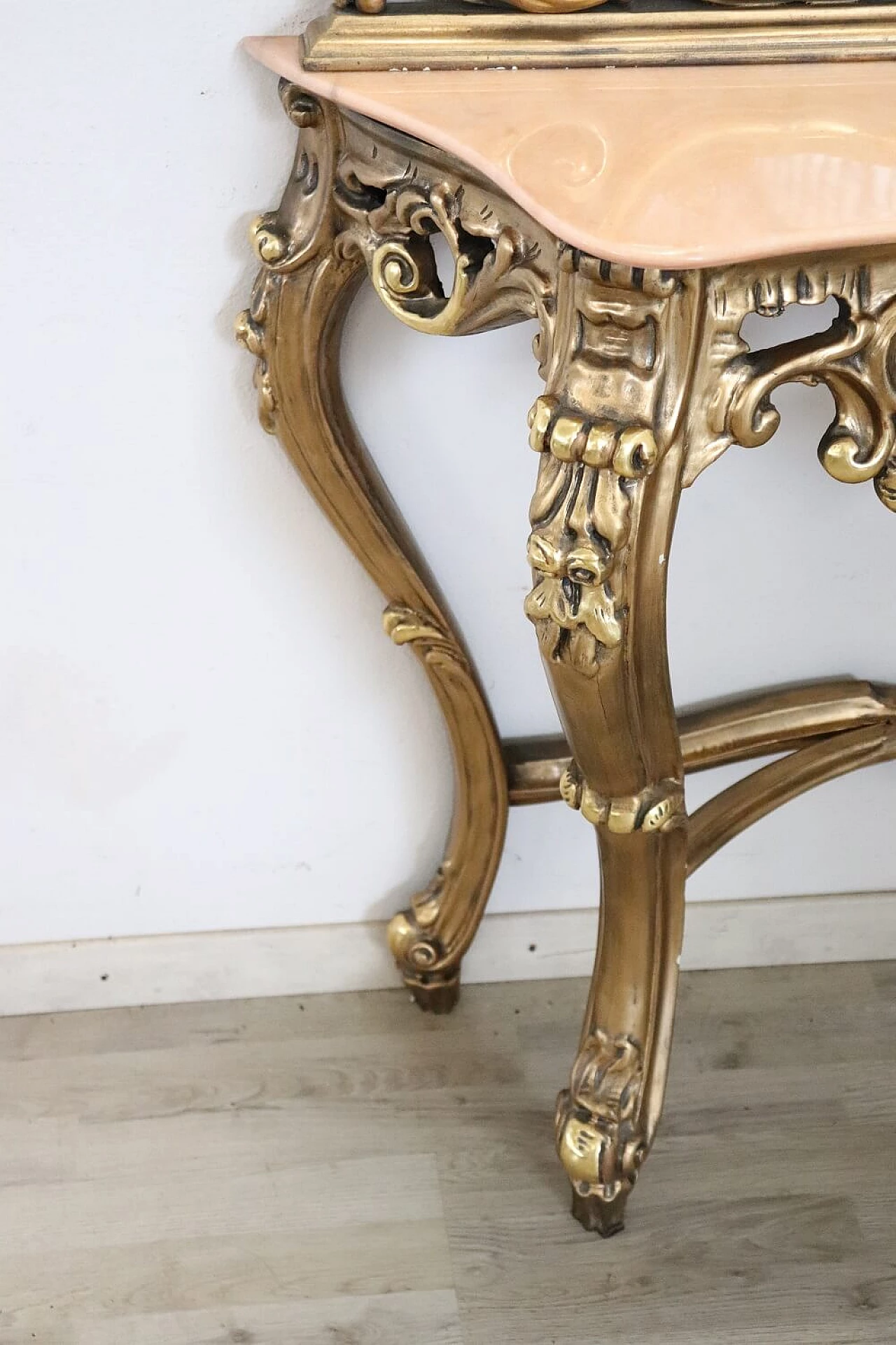 Baroque-style console table in carved and gilded wood, 20th century 8