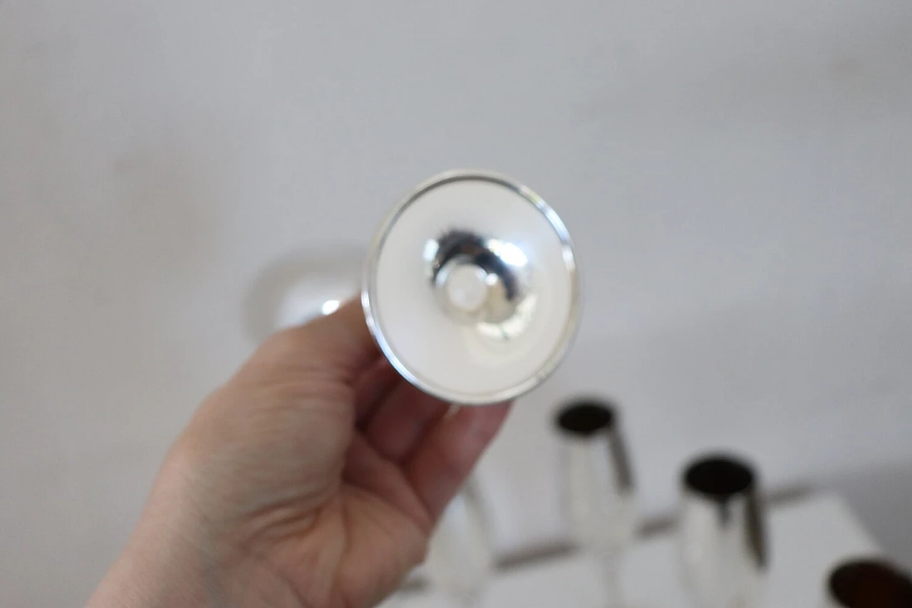 6 Silver-plated flute glasses, 1980s 3