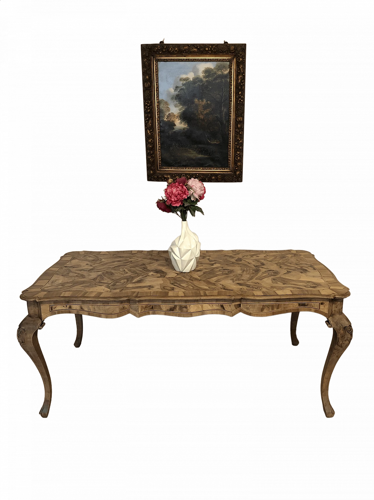 Walnut-root veneered table, 1940s 9