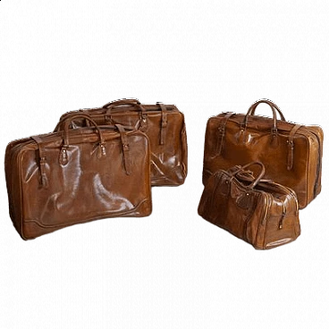 4 Leather travel bags, 1950s
