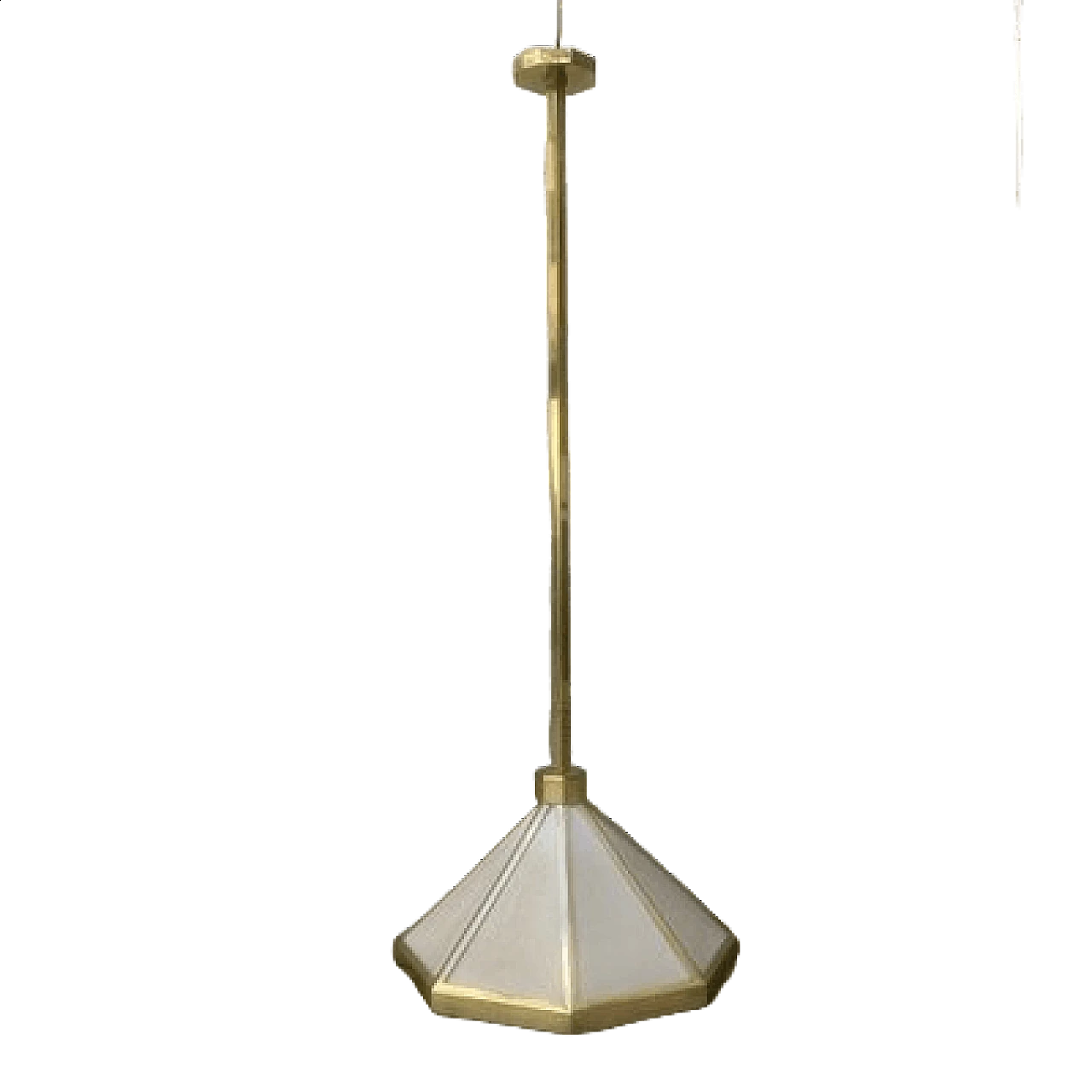 Brass and fabric pendant lamp, 1960s 11