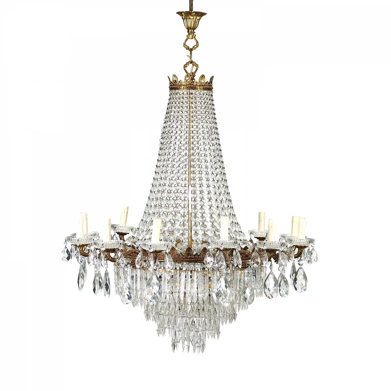 Balloon chandelier made of glass and gilded bronze, 1950s 1