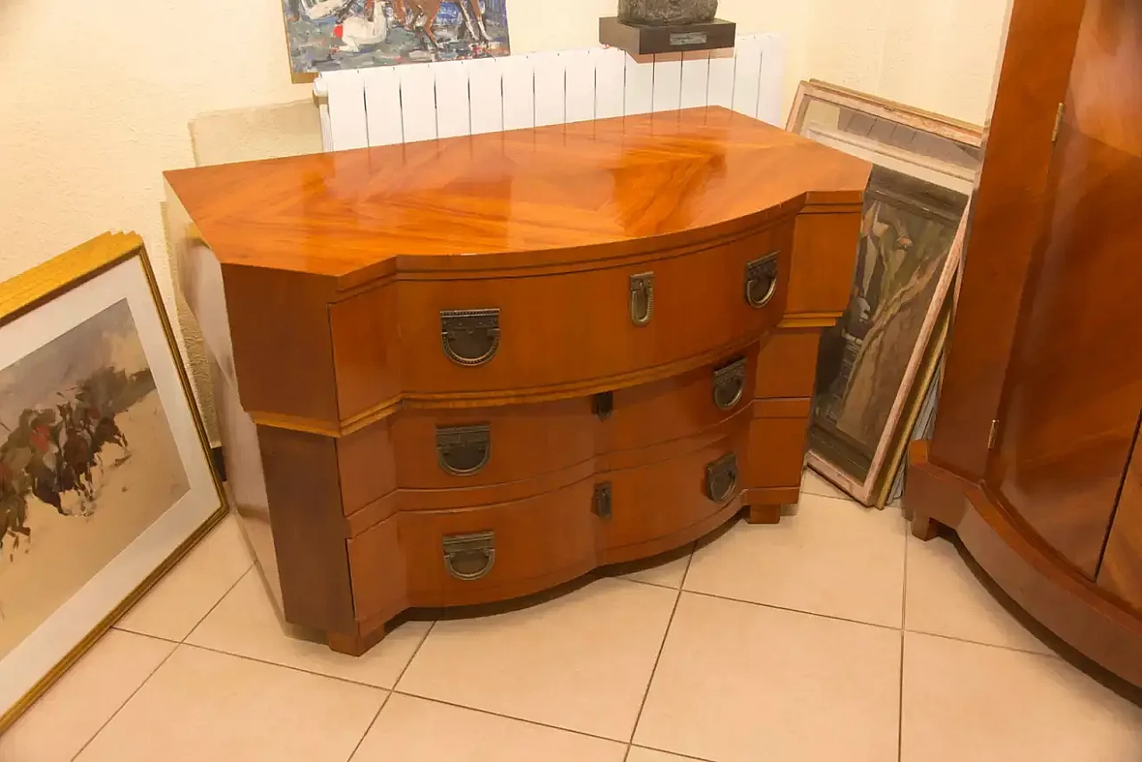 Art Nouveau cherrywood drawers with brass elements, early 20th century 2