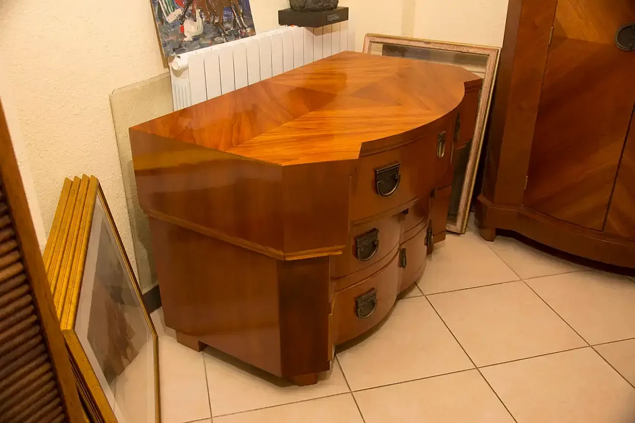 Art Nouveau cherrywood drawers with brass elements, early 20th century 3