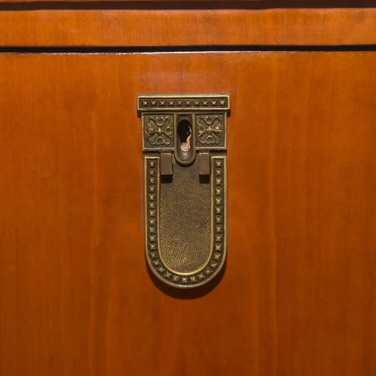 Art Nouveau cherrywood drawers with brass elements, early 20th century 8