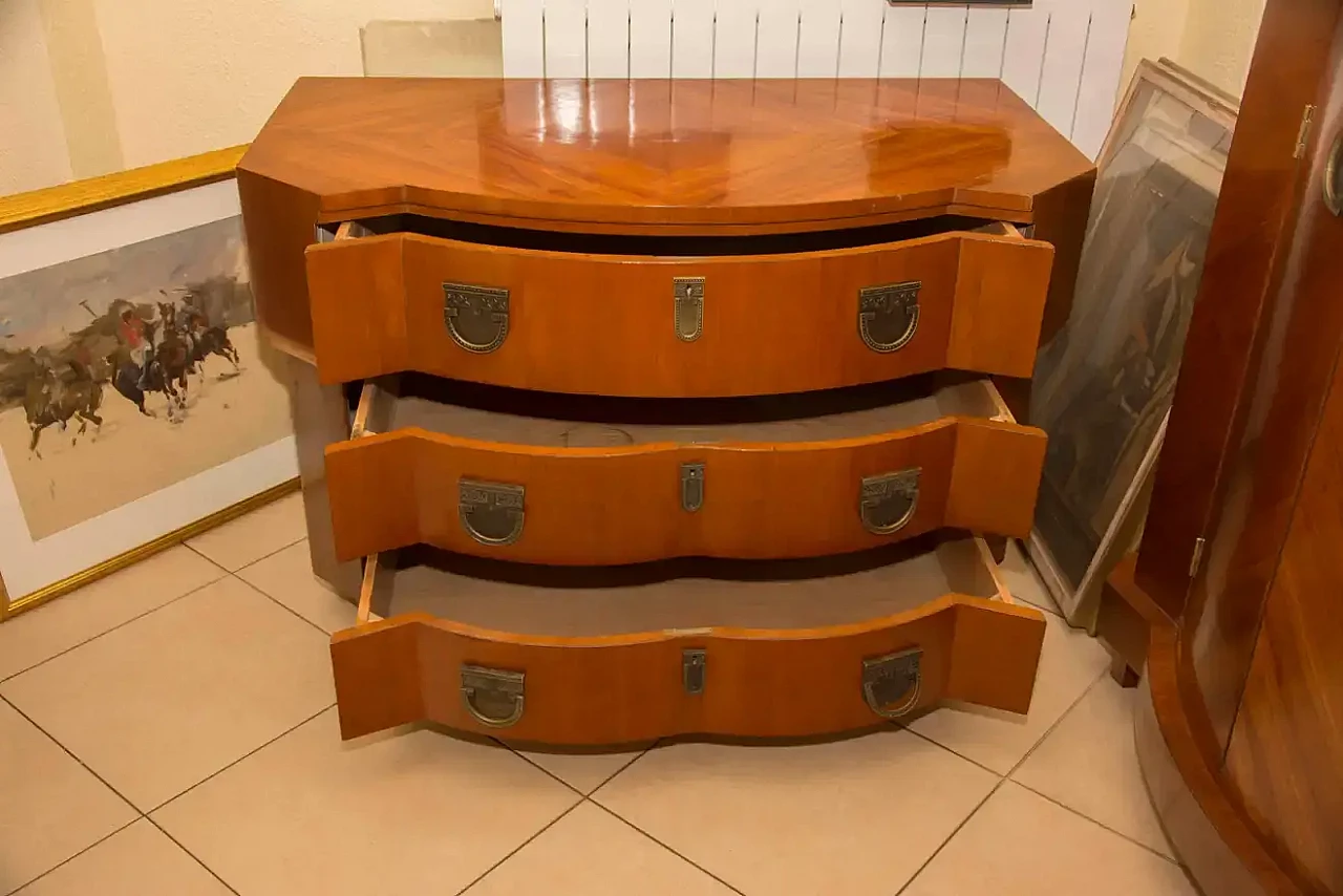 Art Nouveau cherrywood drawers with brass elements, early 20th century 9