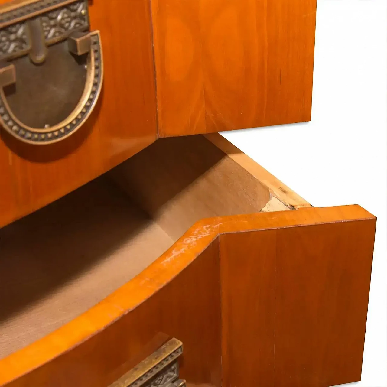 Art Nouveau cherrywood drawers with brass elements, early 20th century 12