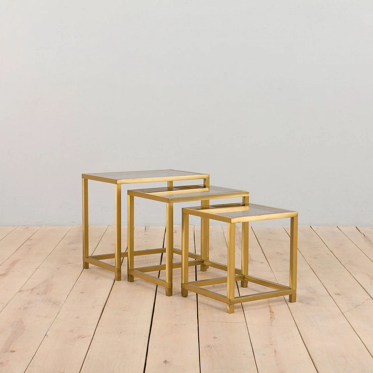 3 Brass and glass side tables in the style of Romeo Rega, 1970s 3