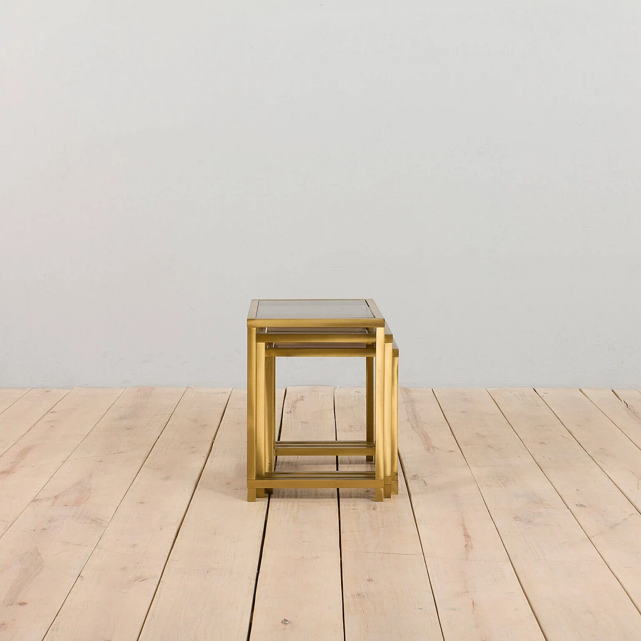 3 Brass and glass side tables in the style of Romeo Rega, 1970s 5