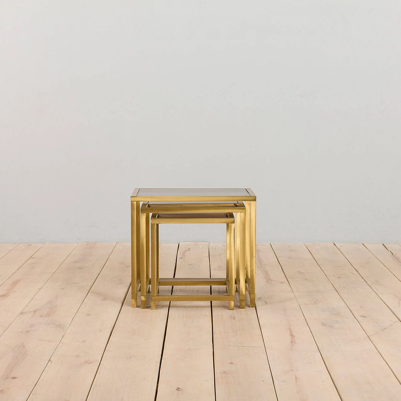3 Brass and glass side tables in the style of Romeo Rega, 1970s 6