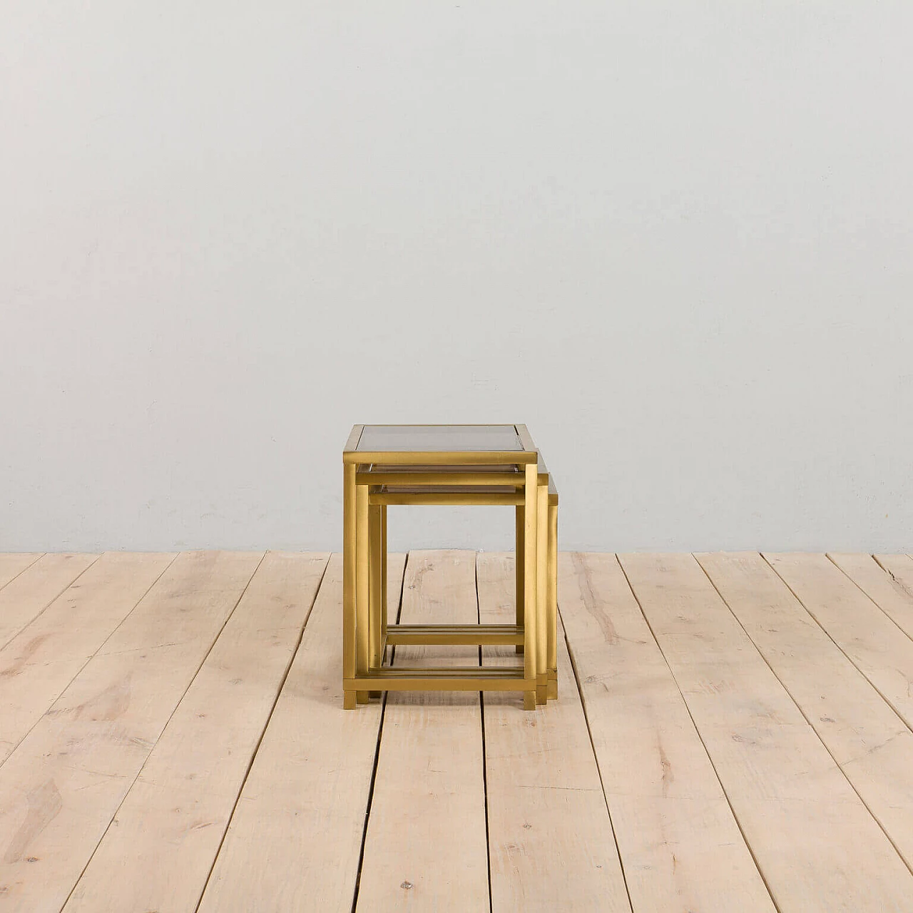 3 Brass and glass side tables in the style of Romeo Rega, 1970s 7