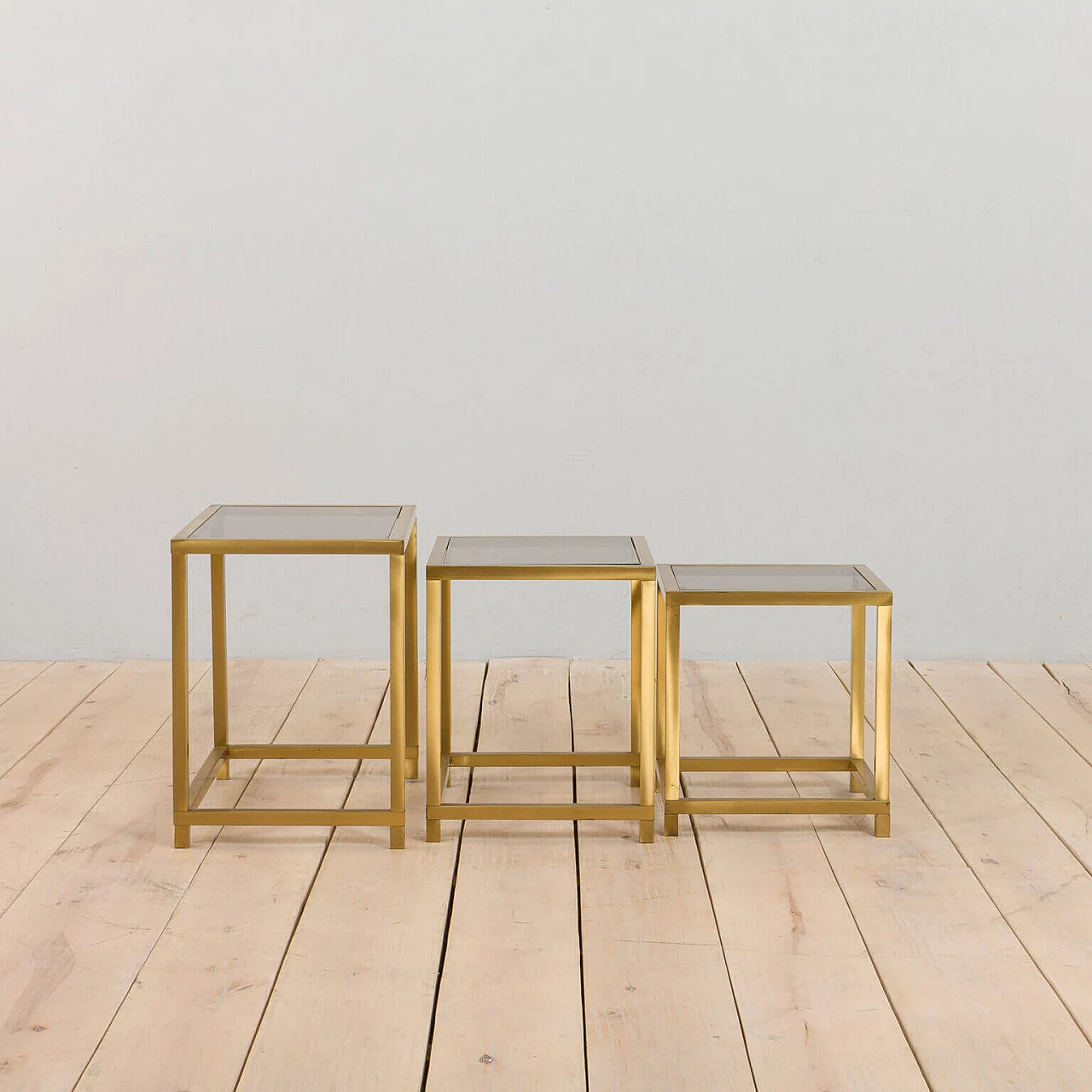 3 Brass and glass side tables in the style of Romeo Rega, 1970s 8