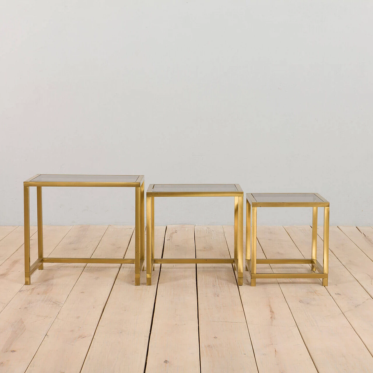 3 Brass and glass side tables in the style of Romeo Rega, 1970s 9
