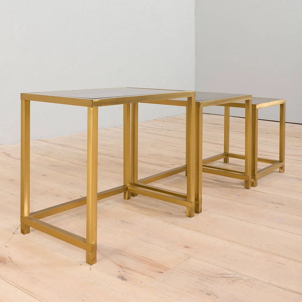 3 Brass and glass side tables in the style of Romeo Rega, 1970s 11