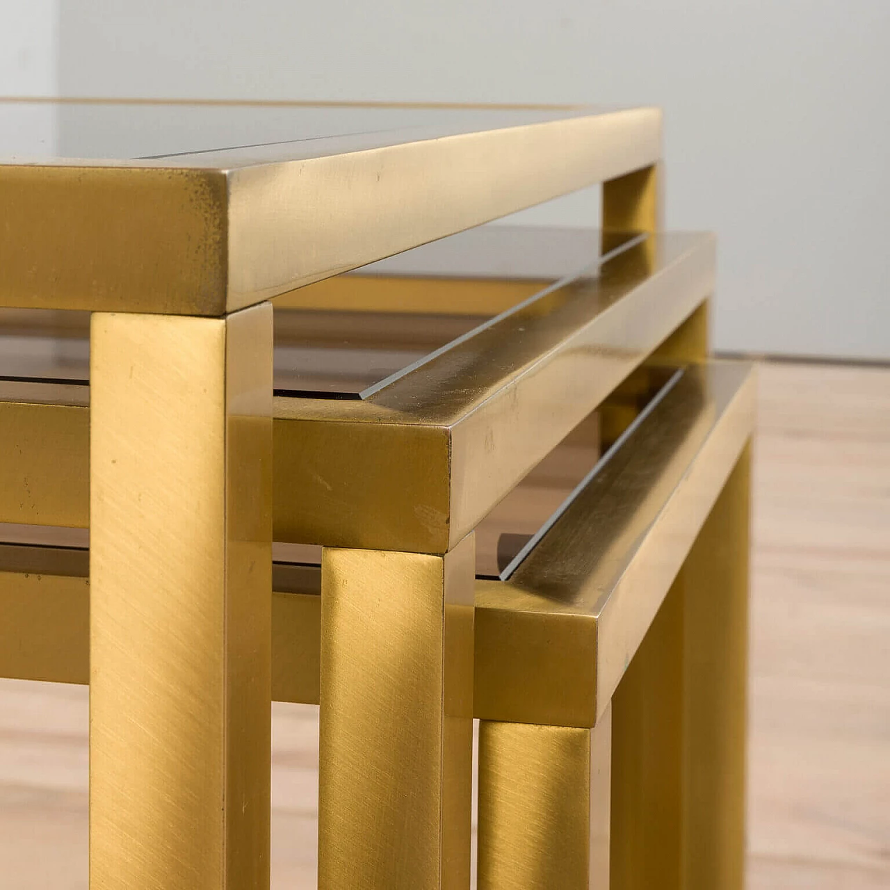 3 Brass and glass side tables in the style of Romeo Rega, 1970s 14