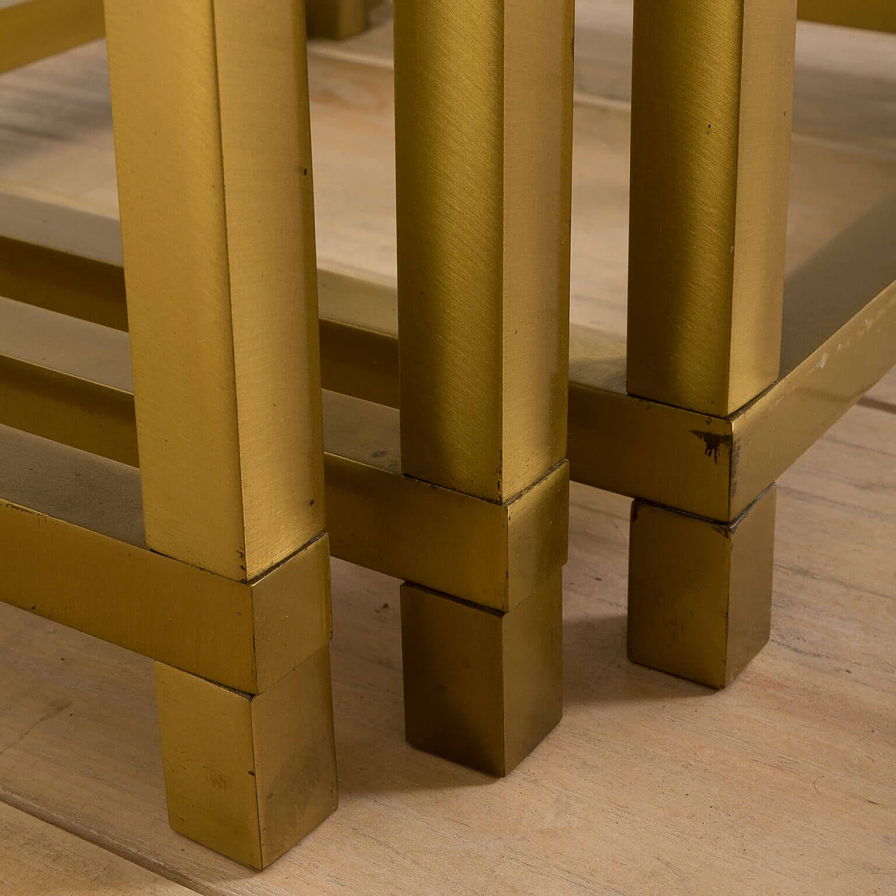 3 Brass and glass side tables in the style of Romeo Rega, 1970s 15