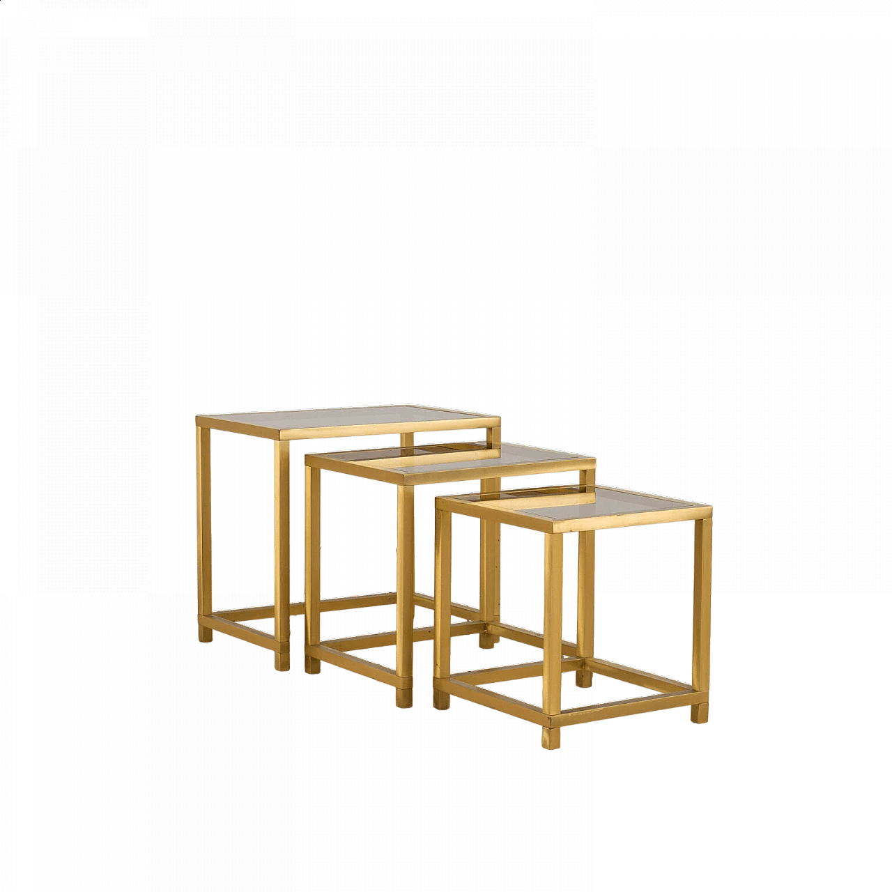 3 Tavolini in ottone e vetro nello stile di Romeo Rega, anni ‘70 20