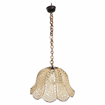 Bamboo and raffia chandelier, 1980s