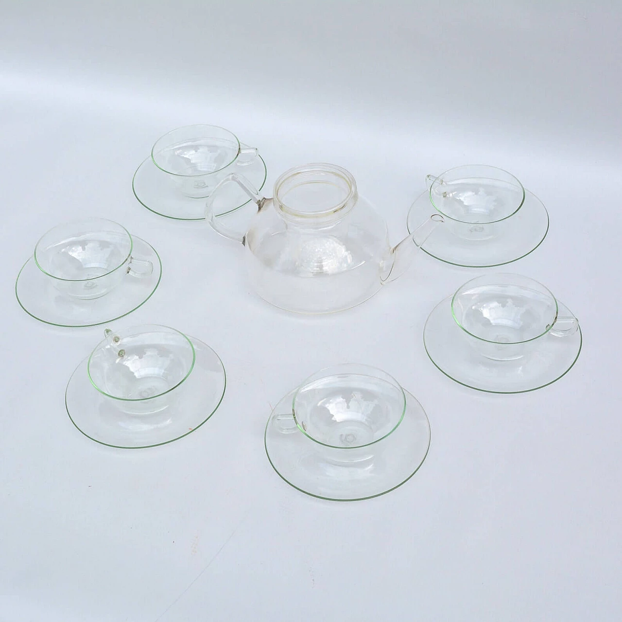 Servizio da tè in vetro Jena di Ilse Decho, anni '70 1