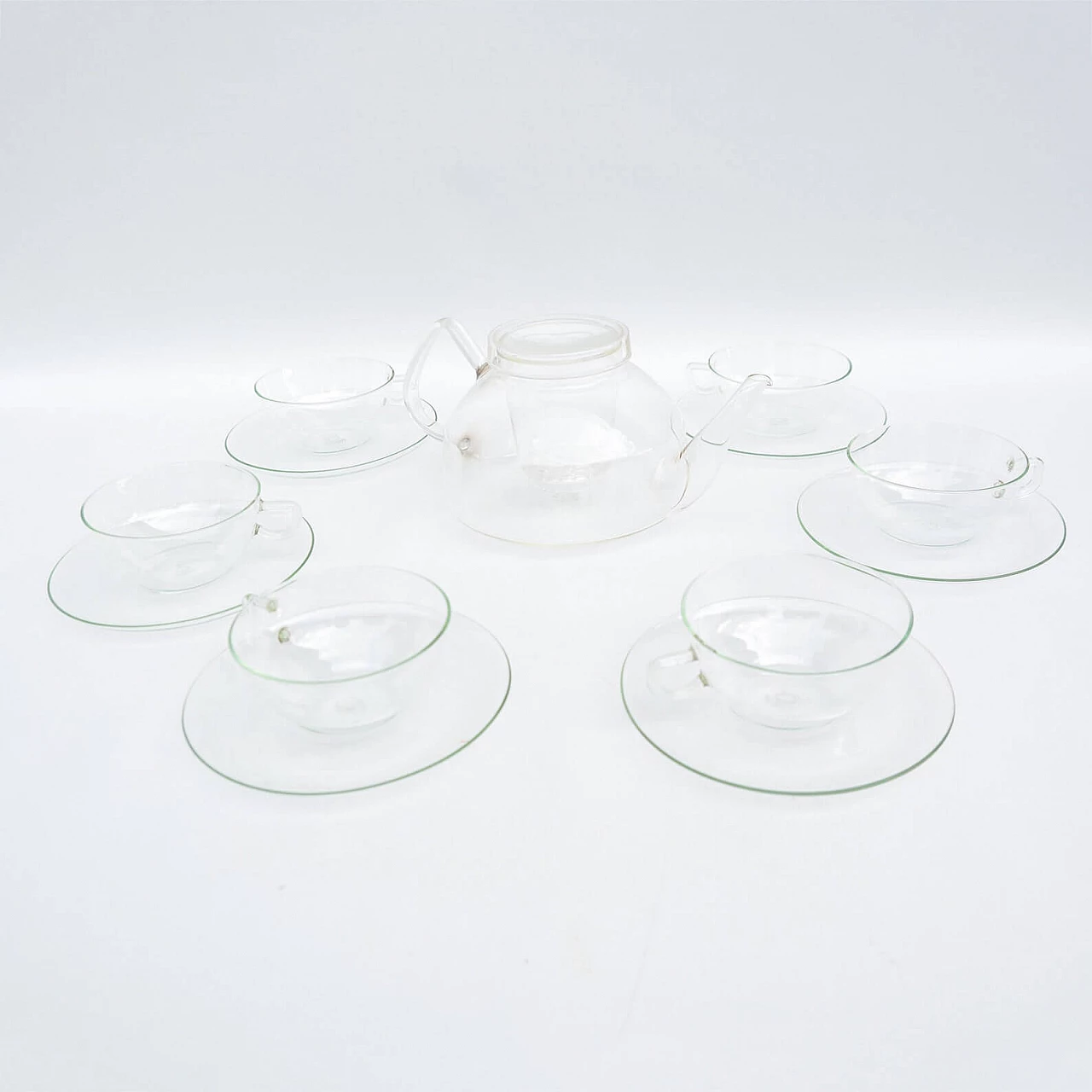 Servizio da tè in vetro Jena di Ilse Decho, anni '70 3