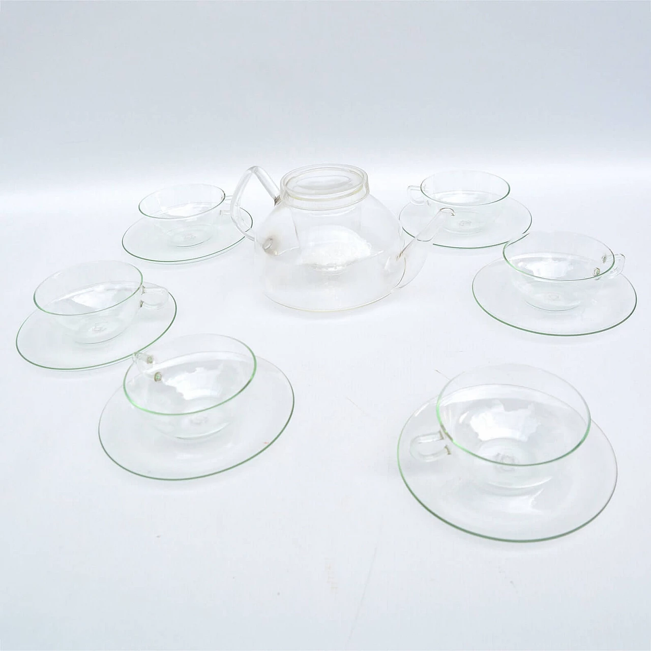 Servizio da tè in vetro Jena di Ilse Decho, anni '70 5